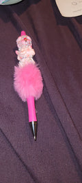 Pink fuzzy pen