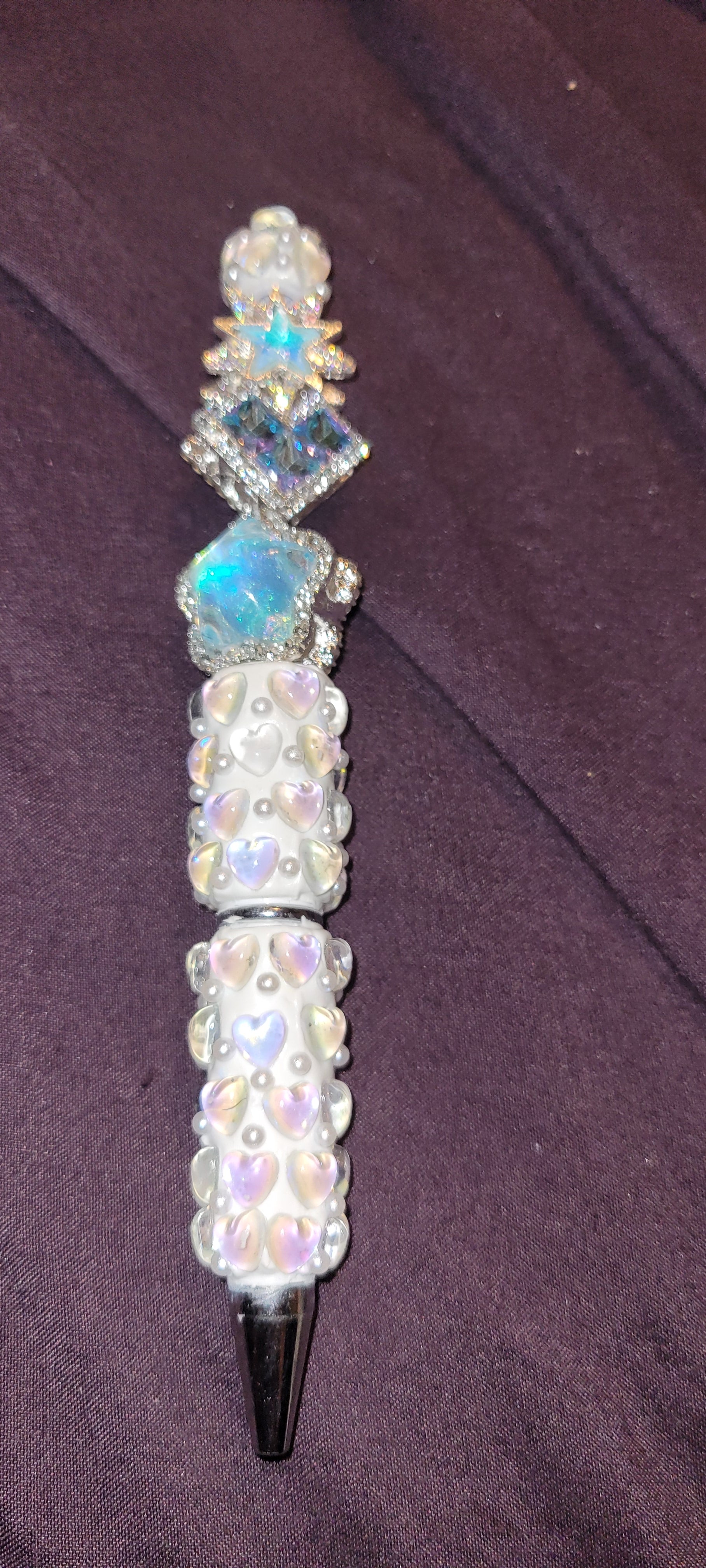 Blue and white heart pen